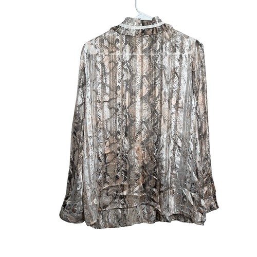 G By Giuliana Blouse Women's Large Snake Print Metallic Sheer Striped Top - Picture 5 of 11