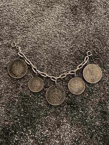 Chariwari Silber Anhänger Münzen Kette 835 Tracht Reichsmark Oktoberfest Wiesn