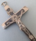 Large Vintage German Pectoral Crucifix Skull Crossbones Silver & Ebony — photo 2