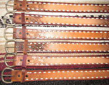 VTG Western C M Co Tooled Embossed Buckstitch Leather Belts 6 pc Size 20 NEW
