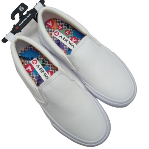 NWT Unisex White Leather Airwalks Landing Bolts Skater Grip Size 6 Shoes - Picture 1 of 5