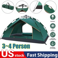 3-4 Person Pop Up Tents Waterproof Windproof Instant Tent for Camping Hiking US