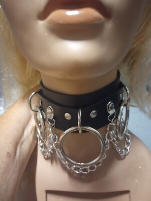 #ad #ad Choker Samp;M Black Rings Chains Up To 15quot; Statement Dominator Punk Rock Goth Fun $28.77