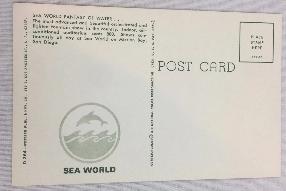 Postal de colección Sea World Fantasy of Water Mission Bay San Diego California Foto 2 de 2
