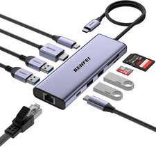 USB C Hub 10-in-1 Docking Station, 4K 60Hz HDMI, Gigabit Ethernet, 100W PD, 5Gbp