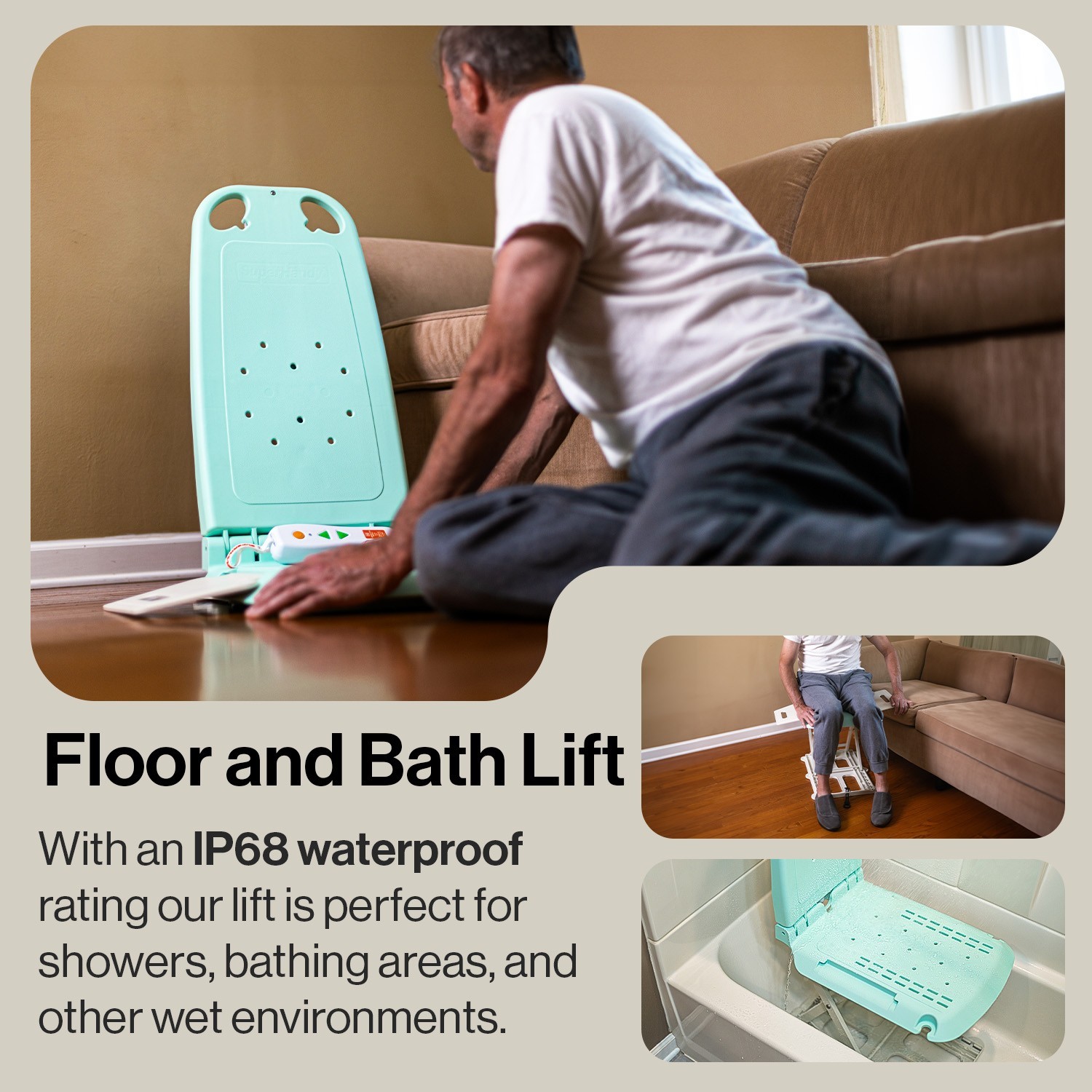 SuperHandy GoRise LT Portable Floor & Bath Lift