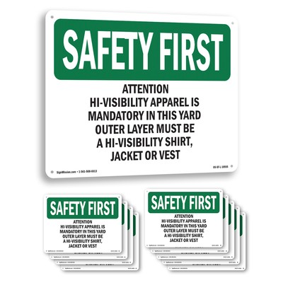 #ad Attention Hi OSHA SAFETY FIRST Sign Metal Plastic Or Decal 5 or 10 Pack $238.99