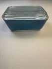 Vintage Pyrex Aqua Blue Ovenware Refrigerator Dish & Ribbed Lid #0076