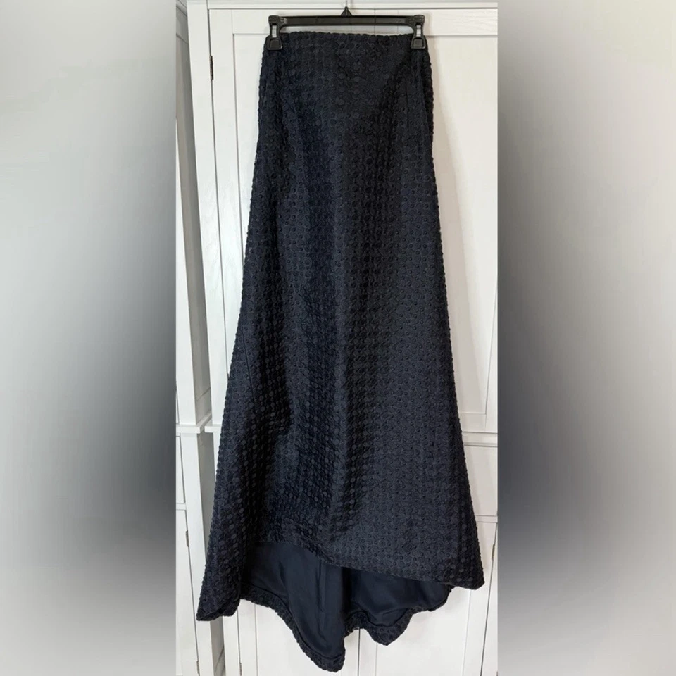 Carolina Herrera Azul Marino Alta-Baja Noche Baile Falda Forro Seda Formal Gala Alta Costura Foto 3 de 4