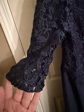Women s Formal Full Length Gown Navy Blue 16W JJ s House NWT 3/4 sleeves