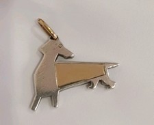 Pendente ciondolo Cane Bassotto Argento 925 e oro 18 kt 750 9,77 gr