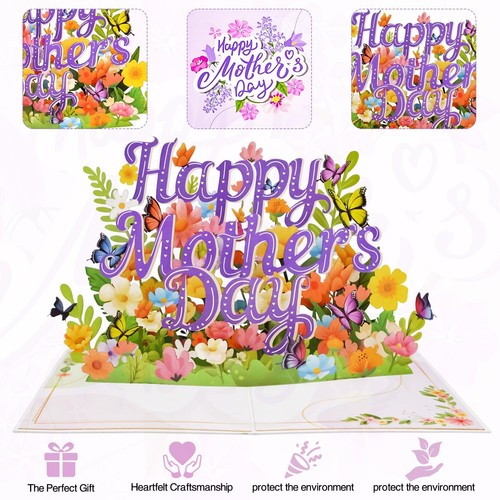 Mothers Day Pop up Card for Mom, Happy Mothers Day 3D Floral Flower Pop up Greet - Picture 6 of 7