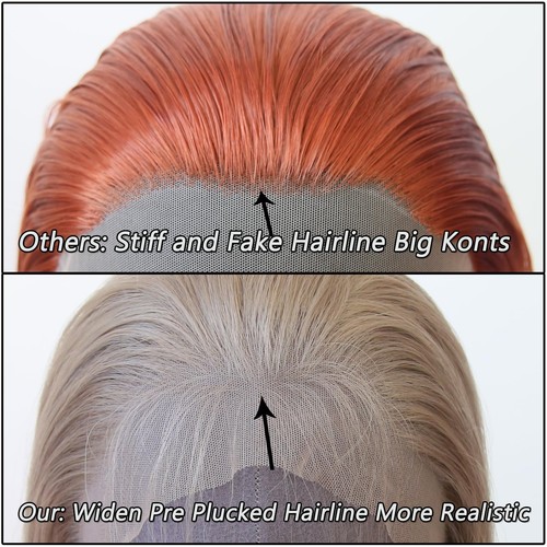 Ash Blonde Wig Long Straight Honey Blonde Brown Synthetic Lace Front Wigs Pre... - Picture 3 of 9
