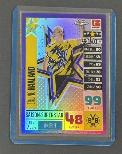 2020-21 Topps Chrome Bundesliga ERLING HAALAND /299 Purple Parallel SP Norway ⚽️