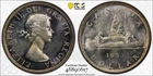 1953 $1 Canada Silver Dollar Coin, No Strap Short Waterlines SWL - UNC details