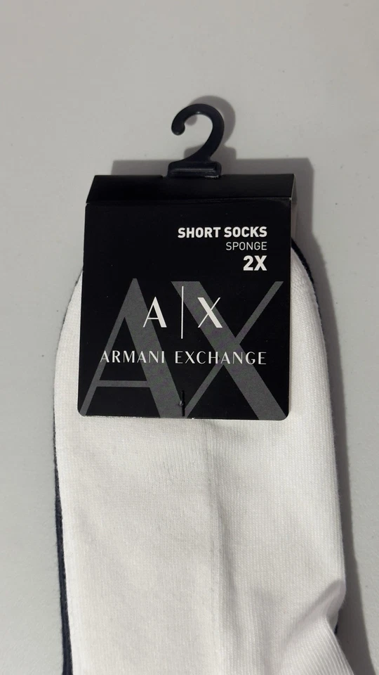 Nuevo paquete de 2 calcetines cortos de esponja Armani Exchange Foto 2 de 4