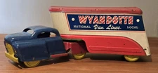 VTG 1940s WYANDOTTE TOYS PRESSED TIN MOVING TRUCK TRAILER USA VAN LINES STEEL