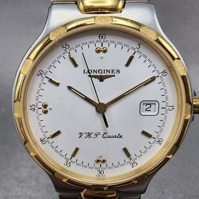 Longines Conquest VHP Watch Men 35mm White Dial Two Tone Date