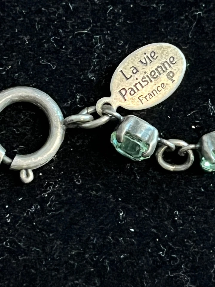 Catherine Popesco La Vie Parisienne Sterling Plated 12 Green Gemstone Bracelet - Image 2 of 4