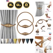 2 Pack Magnetic Curtain Tiebacks Rope Modern Handmade Curtain Tie Backs Decor...
