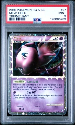 2010 POKEMON HEARTGOLD & SOULSILVER TRIUMPHANT #97 MEW-HOLO PSA 9
