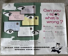 Post Office GPO  1960s Quad Poster 'Can You Spot What's Wrong?' 