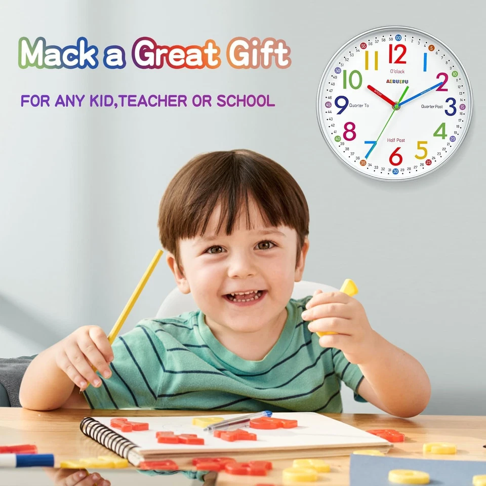 Telling Time Teaching Clock - Learning for Kids - 10inch, White  - Image 2 of 4