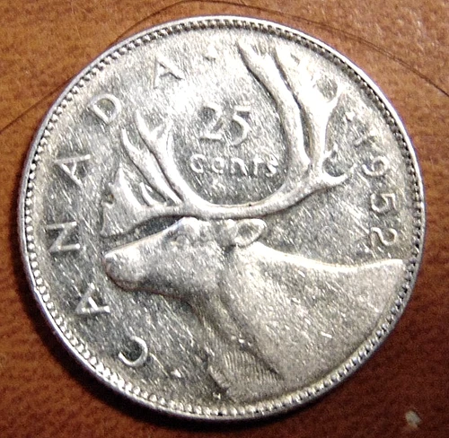 CANADA 1952 silver quarter King George VI twenty five cents