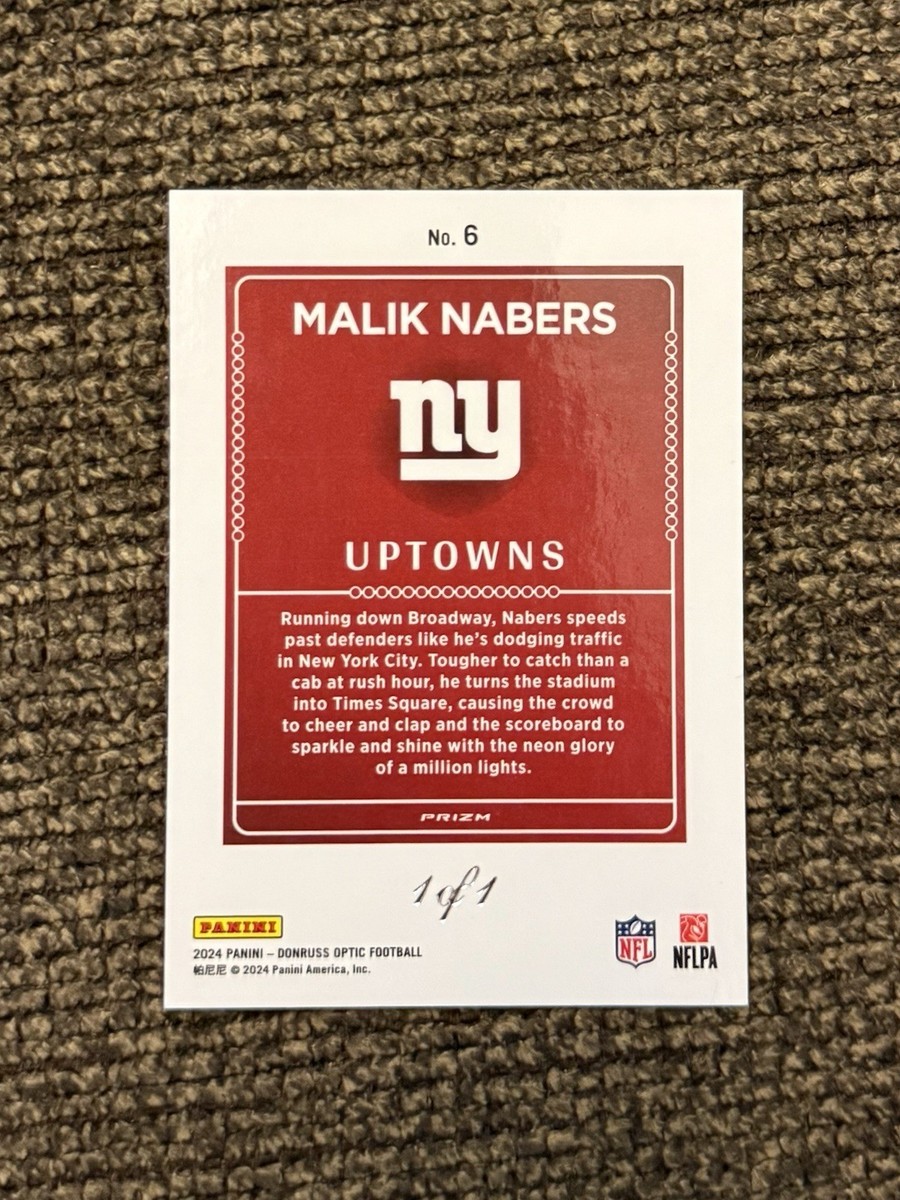 2024 Donruss Optic Uptowns White Sparkle Malik Nabers #d 1/1