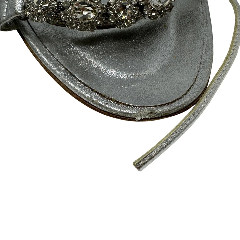 Sandalias Manolo Blahnik Baixa para mujer talla 38,5 EE. UU. 8,5 plateadas con pedrería Foto 4 de 4