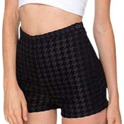 American Apparel Women's Houndstooth Tap Short M Black High Rise Retro - Picture 7 of 7