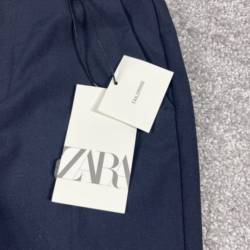 Zara Dress Pants Boys Size 7 Pleated Elastic Waist Navy Blue NWT - Picture 2 of 15