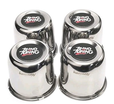RT RhinoTuning 4pc 3.31 in Hub 3.03in Height Silver Push Through Center Caps NOS