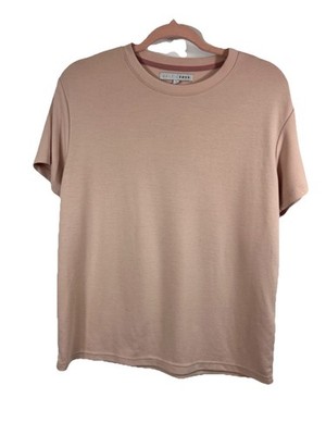 BALTIC BORN Dusty Rose Ribbed Knit Tee S Minimalist Soft Girl Capsule Wardrobe