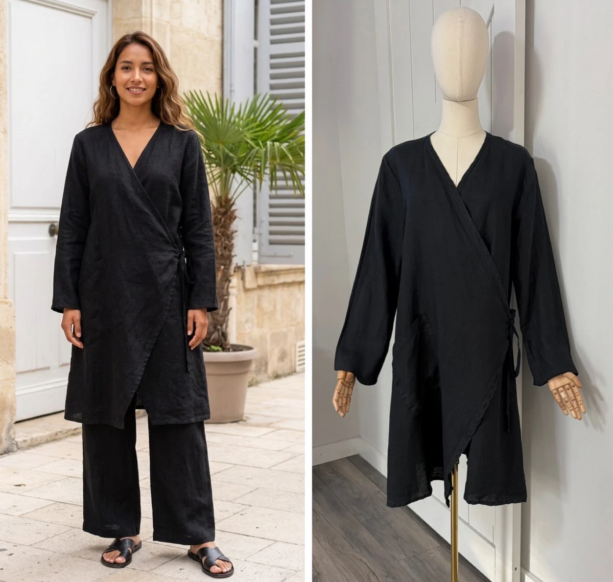 Linen Wrap Dresses for sale | eBay