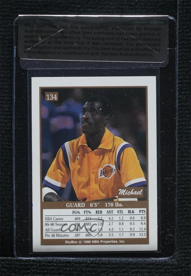 BAS 1990-91 Skybox Michael Cooper #134 Seal of Authenticity Auto HOF - Image 2 of 2