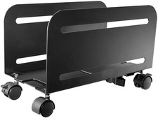 Steel Computer PC Tower Mobile Stand - Steel Construction, Black Powder-Coated -