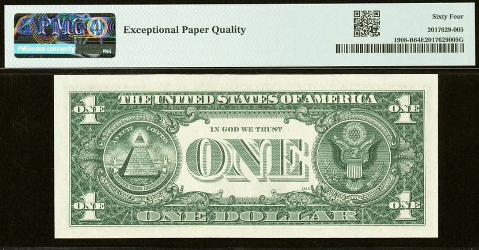 1974 $1 Federal Reserve Note PMG 64EPQ - 2-Consecutive Inverted Overprint Error - Image 3 of 4
