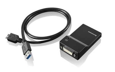 Lenovo USB 3.0 - DVI/VGA USB Grafikadapter 2048 x 1152 Pixel Schwarz