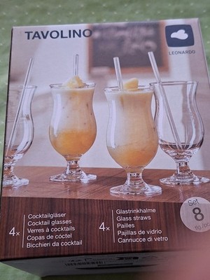 Cocktailgläser und Glastrinkhalme »TAVOLINO«,Leonardo 8-teilig *NEU*OVP*