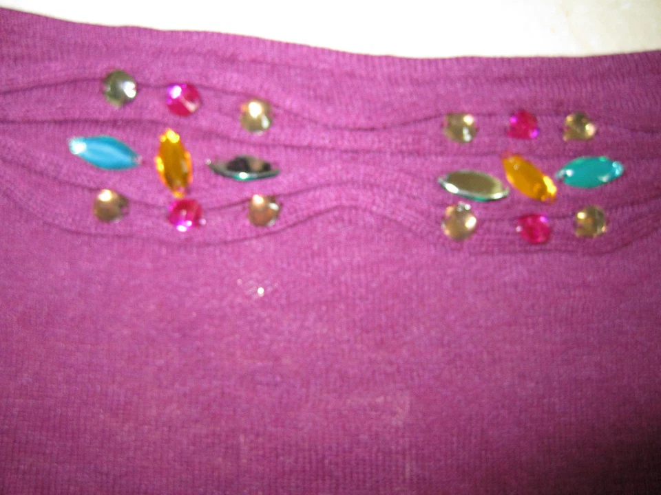 Arden B New Plum Crazy Jeweled Shrug Size Small - Image 3 of 4