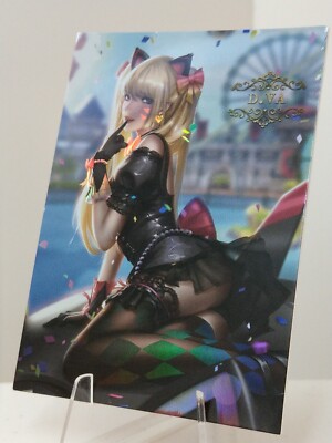 D.VA Black Cat Sexy Waifu Trading Card Full Art ACG-LXG Holo Effect