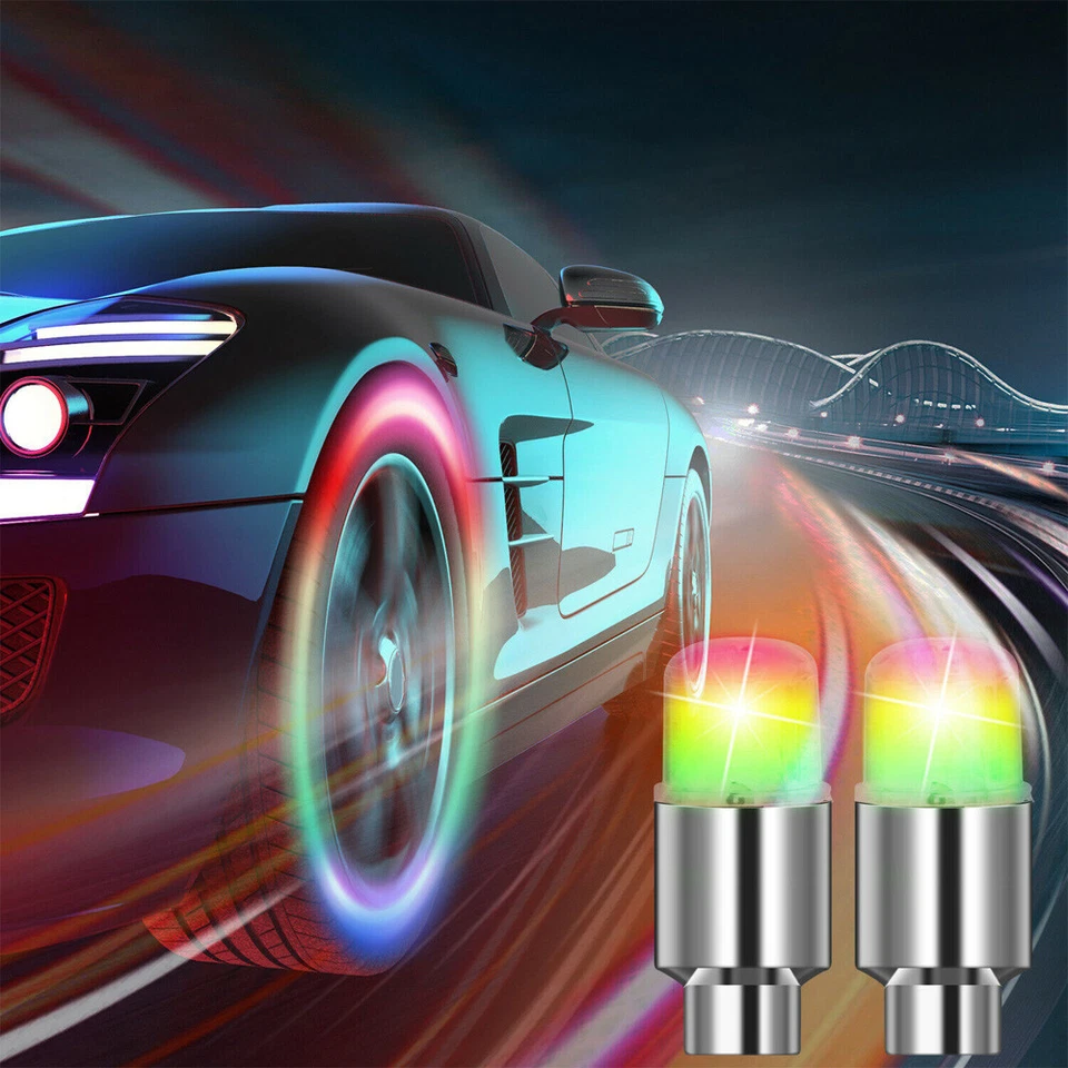 4* Multicolor LED Car Wheel Tire Air Valve Stem Cap Decoration Light Accessories - Image 2 of 4
