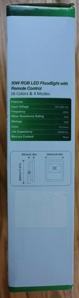 Luz de Inundación LED RGB Ultra Delgada Carcasa Negra Exterior Jardín Impermeable IP65 Foto 3 de 4