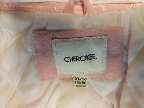 CHEROKEE GIRLS Pink COAT WITH Removable FAUX FUR Hood XL 14 16 - Picture 8 of 12
