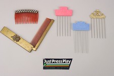 Vintage Comb Pick Lot - Brass Folding w/Rose, Gilt, Rhinestone, Goody Diane