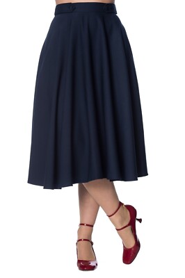 Damen blau Vintage Retro Rockabilly Midi Di Di Swing Rock VERBOTENE Bekleidung