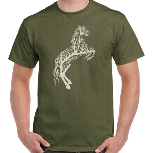 Pferd T-Shirt Baum Herren lustig abstrakt Reiter Tier Umwelt Pony Top - Bild 12 von 20