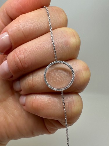 18CT WHITE GOLD DIAMONDS CIRCLE OF LIFE BRACELET 0.15CT GG534 - Picture 12 of 17