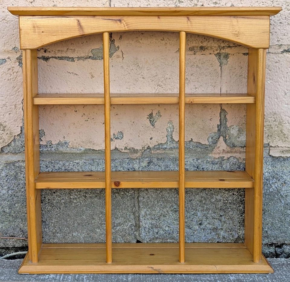 Antiguo armario de madera maciza de madera para cocina montado en la pared estantes armario 3 niveles Foto 2 de 4